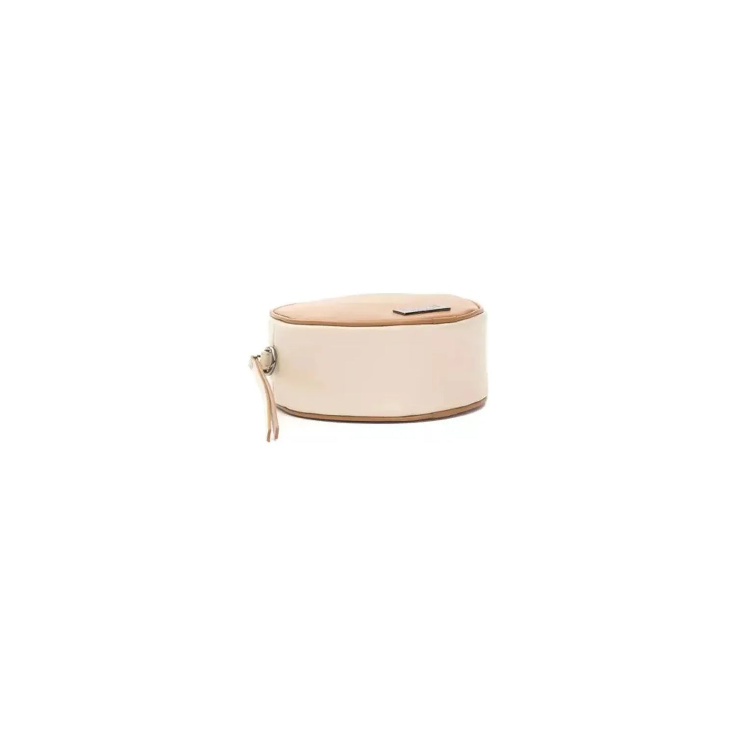 Pompei Donatella Elegant Small Oval Leather Crossbody Bag beige-cuoio-crossbody-bag