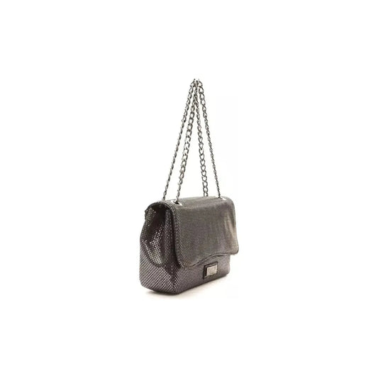 Pompei Donatella Elegant Gray Leather Crossbody Bag grigio-grey-crossbody-bag