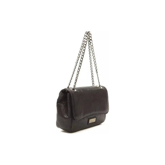 Pompei Donatella Elegant Black Leather Crossbody Bag nero-black-crossbody-bag