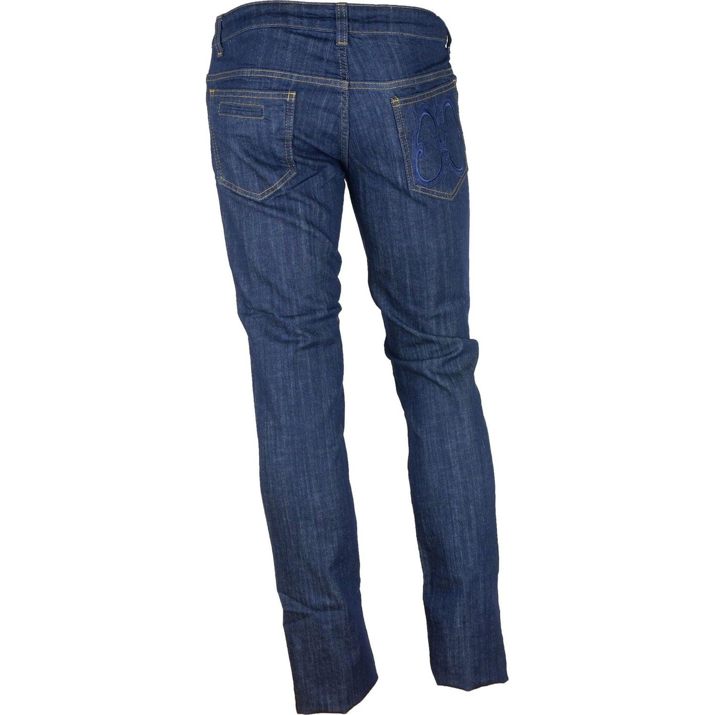 Cavalli Class Elegant Dark Blue Denim Essentials blue-cotton-jeans-pants-2