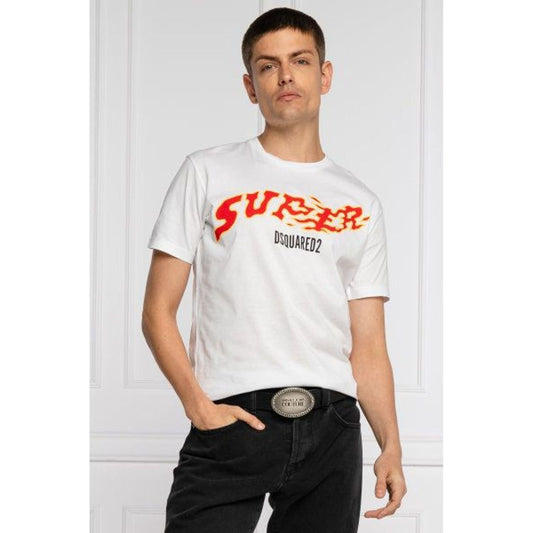 Dsquared² Chic White Logo Tee - Pure Cotton Roundneck white-cotton-t-shirt-1 stock_product_image_6134_526924144-167907a0-e56.jpg