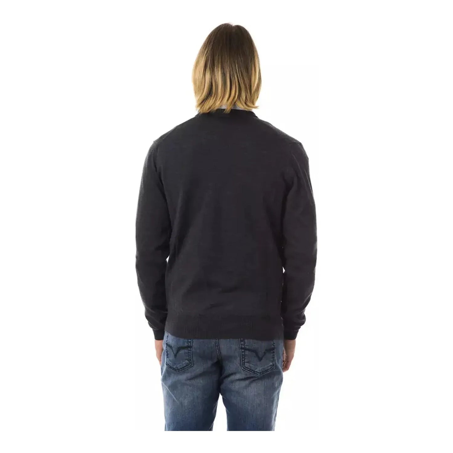 Uominitaliani V-Neck Extrafine Merino Wool Sweater antr-sweater-1