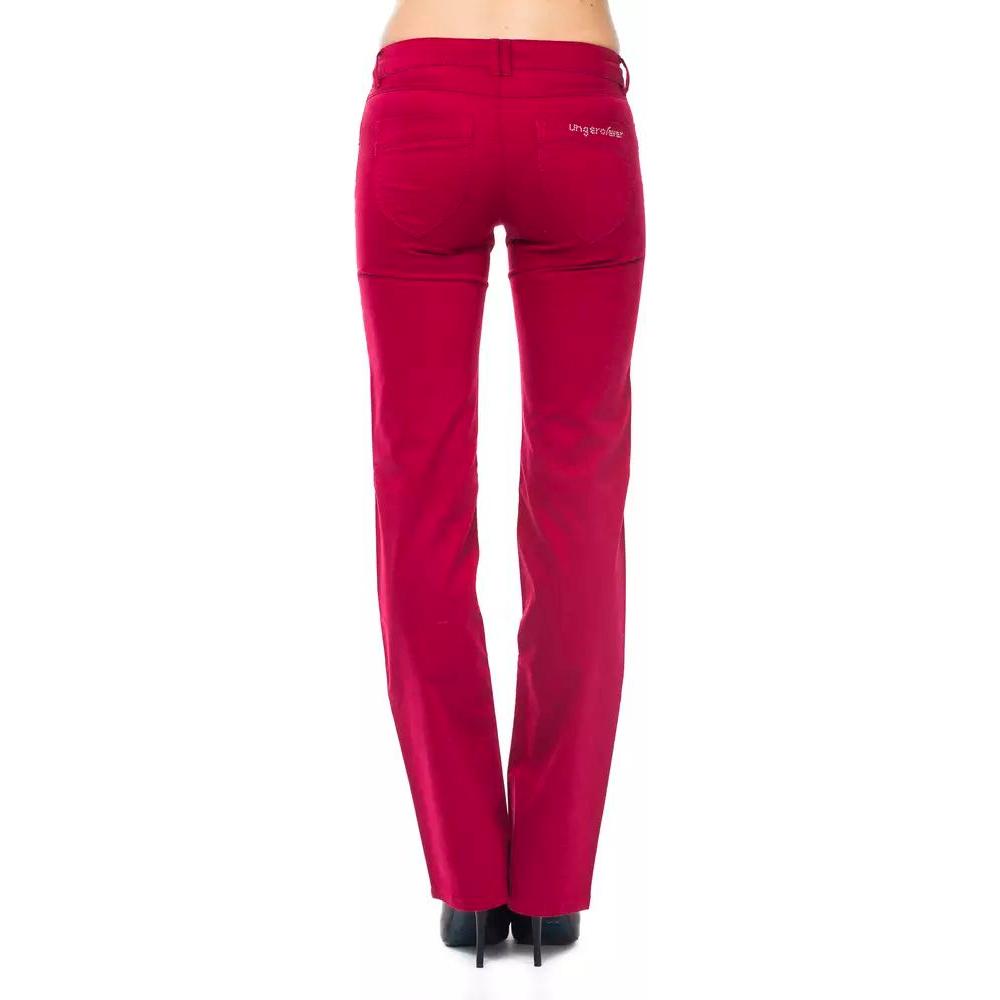 Ungaro Fever Ravishing Red Regular Fit Pants with Chic Detailing red-cotton-jeans-pant