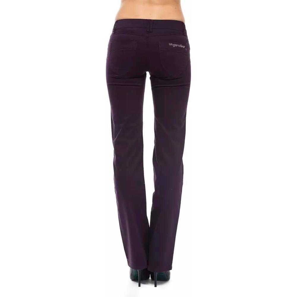 Ungaro Fever Elegant Purple Slim Pants with Chic Detailing purple-cotton-jeans-pant-7