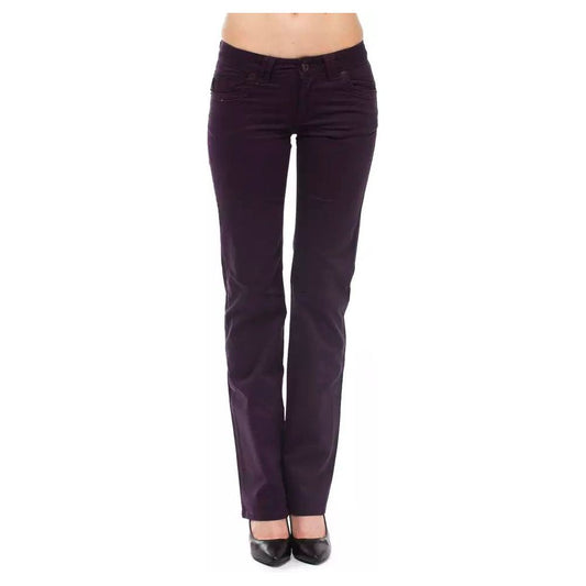 Ungaro Fever Elegant Purple Slim Pants with Chic Detailing purple-cotton-jeans-pant-7
