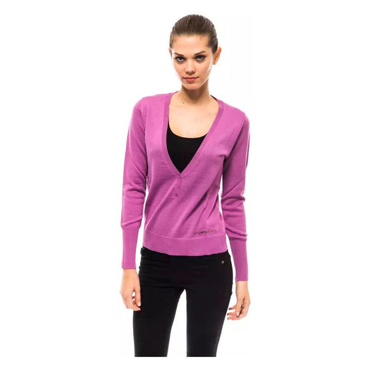 Ungaro Fever Chic V-Neck Sweater with Dazzling Applications purple-wool-sweater-4 stock_product_image_8214_1155708257-27-310e1a9c-d18.jpg