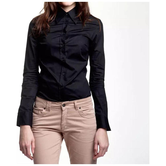 Ungaro Fever Chic Slim Fit Black Shirt with Medium Collar black-cotton-shirt-3 stock_product_image_8218_1063090716-29-5901497b-004.jpg