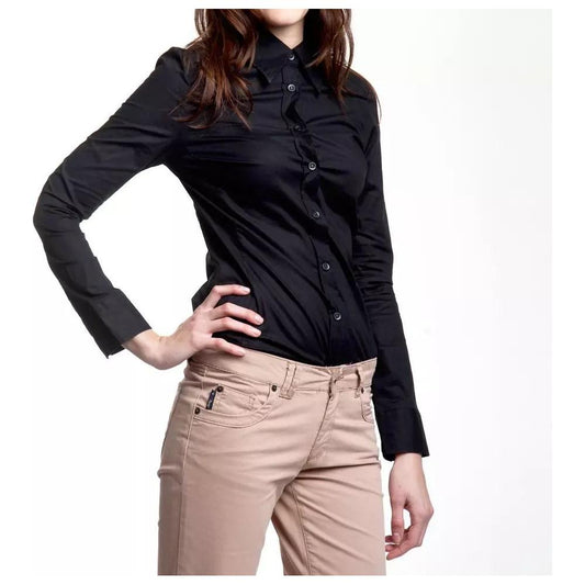 Ungaro Fever Chic Slim Fit Black Shirt with Medium Collar black-cotton-shirt-3 stock_product_image_8218_1648005402-25-1ed0d433-0af.jpg