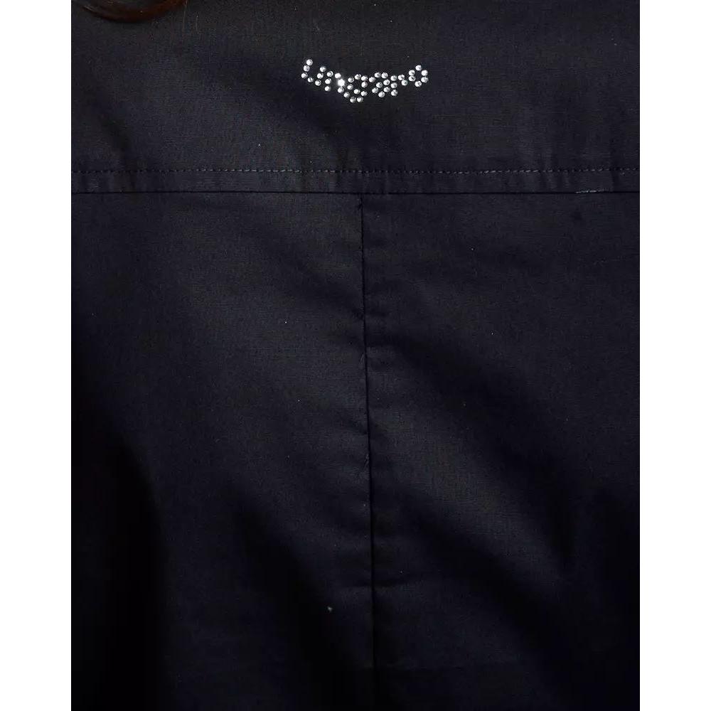 Ungaro Fever Chic Slim Fit Black Shirt with Medium Collar black-cotton-shirt-3