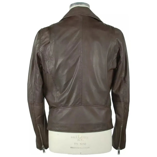 Emilio Romanelli Refined Brown Leather Jacket brown-leather-jacket-5