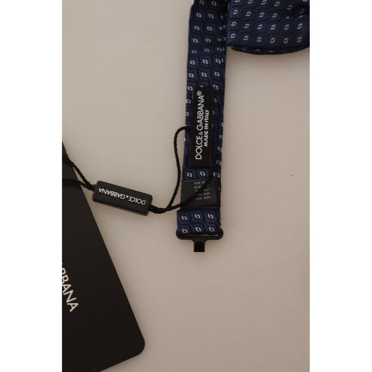 Dolce & Gabbana Elegant Black Silk Bow Tie with Unique Metal Clasp Necktie black-patterned-silk-adjustable-neck-papillon-bow-tie-1