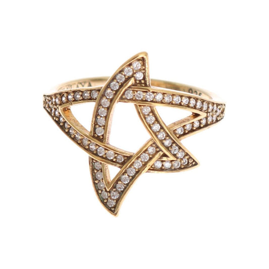 Nialaya Elegant Gold CZ Crystal Embellished Ring Ring gold-star-clear-cz-gold-925-silver-ring