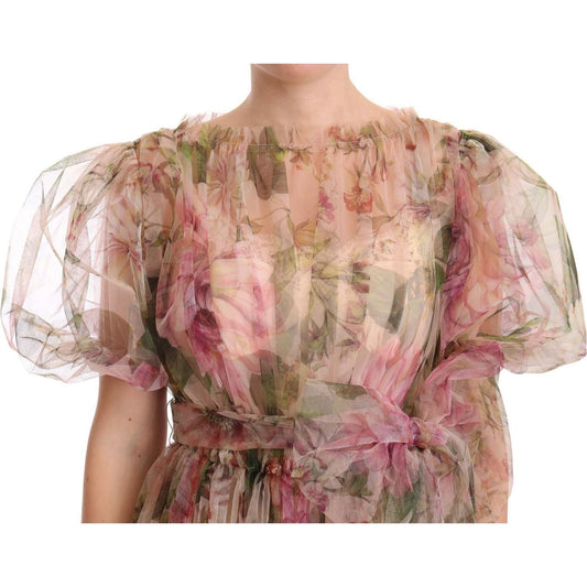 Dolce & Gabbana Floral Print Nylon Maxi Dress multicolor-floral-print-long-maxi-gown-dress