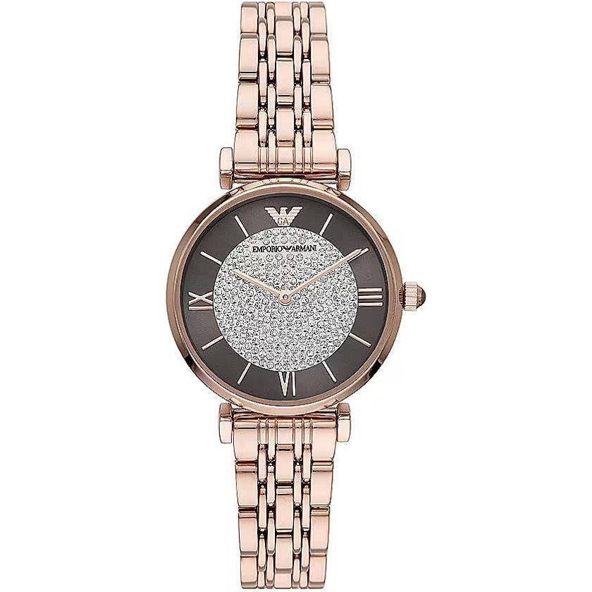 Emporio Armani Elegant Rose Gold-Tone Ladies Watch bronze-steel-quartz-watch-2